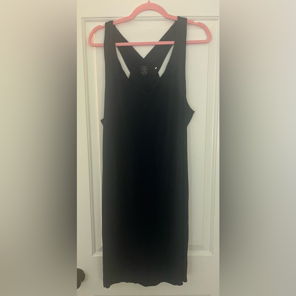 Chic Dark Navy Sleeveless Midi Dress/Beach Coverup